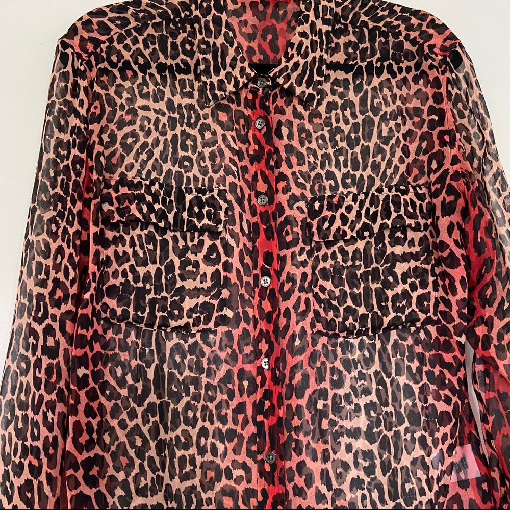 Equipment Signature Spotted Hyde Blouse Silk Med - Picture 4 of 9